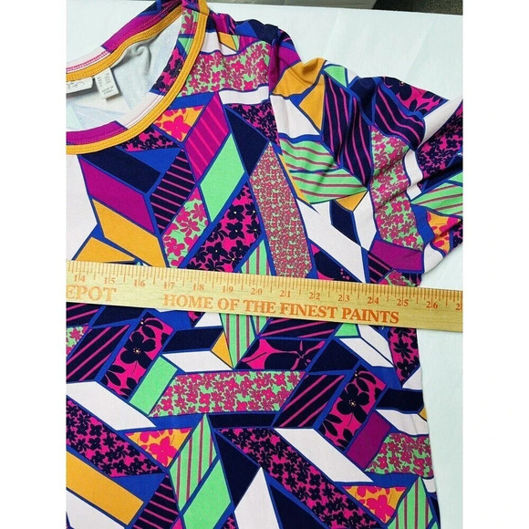 LOGO Lori Goldstein 2X Tunic Multicolor Multi-pattern Womens Rayon Casual Comfy - Picture 7 of 9